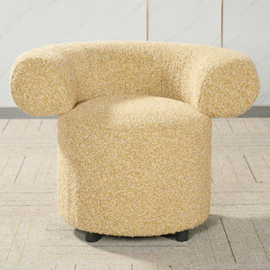 Divano in Tessuto Beige Crema Personalizzabile a 1 Posto, Comoda Poltrona in Legno per Hotel e Appartamenti, Stile Componibile per Salone - Product Image 2