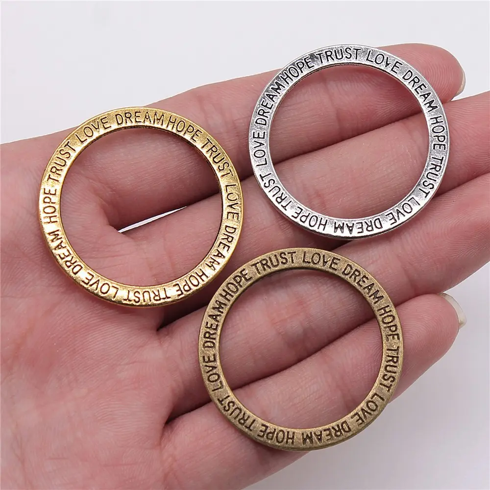 Factory wholesale alloy Custom Keyring Customize clear logo Antique Brass Split Key Rings 35mm