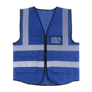 BLUE MESH zipper wholesale high vis clothing reflex vest safety jacket reflective vest