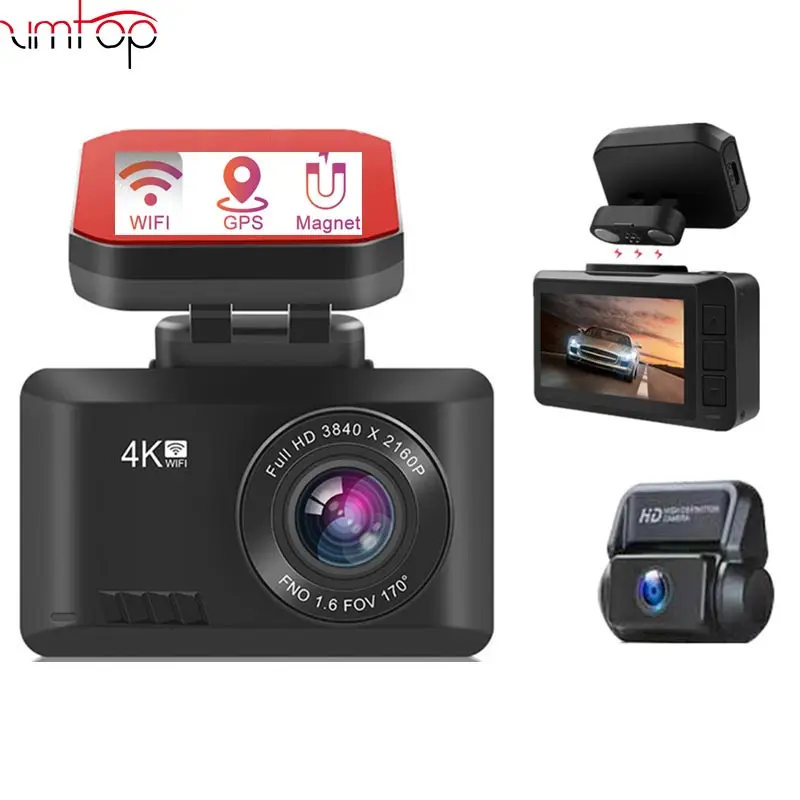 Gesto 4K Traço Cam Foto WiFi 2.4 "Câmera Dashcam Carro 3840*2160P 30FPS Ultra HD DVR gravador de vídeo GPS Dashcam Rastreador para Carro