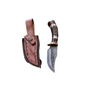 Couteau de chasse et de dépecage artisanal en acier Damas de qualité industrielle, lame droite à pointe tombante, lame non interchangeable, par Ahmad Fabric - Product Image 6