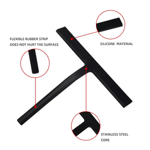 Limpiacristales de Silicona para Ventanas de <span class=keywords><strong>Coche</strong></span>, Ecológico, Blanco y Negro, Estilo Europeo Simple, con Cepillo de Fieltro Suave - Product Image 3