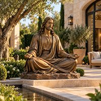 Sculpture géante en bronze de Jésus méditant, décoration extérieure de jardin d'église personnalisée