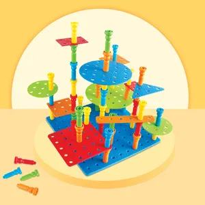 Kidewan Diy Creative Building Baksteen Spel Set Nagels Plaat Puzzel Bouwstenen Kinderen Educatief Speelgoed