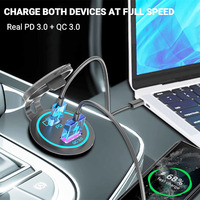 Chargeur automatique double tension 12V/24V USB C PD3.0 avec interrupteur d'alimentation 65W pour ordinateur portable et chargement de téléphone 18W QC3.0