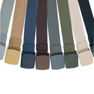 Ceinture invisible en nylon sans trous pour hommes boucle en plastique à glissière réglable ceinture en toile Web ceinture de taille à dégagement rapide Buck en plastique