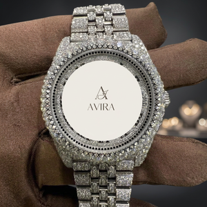 Nouvelle montre de luxe en or blanc et diamants moissanite pour homme, idéale pour les mariages et les soirées, en vente pour l'exportation - Product Image 6