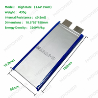 Batterie semi-solide 3,6 V 39 Ah, densité 326 Wh/kg, batterie SIC pour drone, décharge à haut débit 10C, batterie NMC Lipo pour UAV FPV