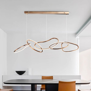 Nordische Moderne Design Kücheninsel Pendelleuchte Gold Linear Decken Luxus LED Kronleuchter für Esszimmer - Product Image 4