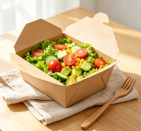 Conteneur alimentaire jetable pliable en papier kraft avec boucle carrée pour plats à emporter de restaurant, emballage alimentaire pour collations, vente en gros Shandong