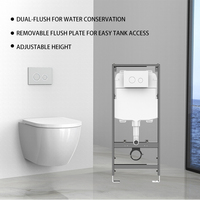 Système de chasse d'eau pour toilettes murales avec réservoir encastré, réservoir de toilettes encastré, toilettes et accessoires