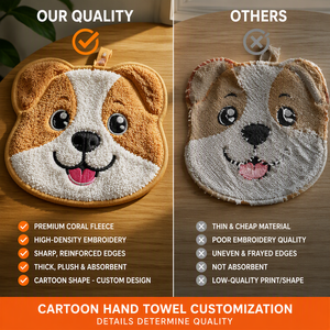 Toalla de Mano de Microfibra con Diseño de Animales, de Terciopelo Coral, Bordada, Gruesa, Absorbente, Colgante, <span class=keywords><strong>para</strong></span> Niños, Regalo <span class=keywords><strong>para</strong></span> Baño - Product Image 2