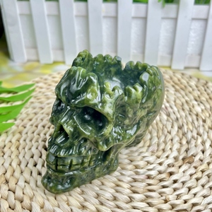 Figura de Calavera de Jade Xiuyan Verde Tallada, Decoración para el Hogar, Coleccionable, Gemas de Piedra de Cristal, CrystalHola Jiangsu Budismo - Product Image 5
