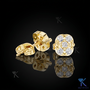 ต่างหูเพชรทรงกลมแบบคุชชั่น 5 เม็ด ประดับทองคำแท้ 14K 18K สำหรับผู้หญิง ของขวัญวันครบรอบแต่งงาน - Product Image 1