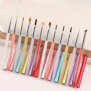 Acrylic Handle Nail Art Paint Pen White Purple <b>Pink</b> Blue Universal Nylon Liner French Tip Brush - Product Image 1