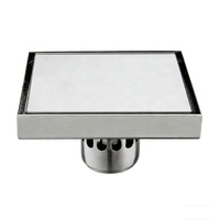 Siphon de sol de douche commercial moderne en laiton carré invisible de 4 pouces, anti-odeur et écologique, pour insertion de carrelage