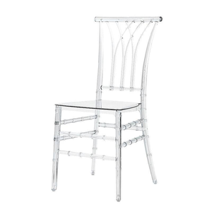 Chaise de salle à manger Chiavari en acrylique transparent empilable, étanche, design fantôme moderne en métal et résine pour hôtel, appartement, salon - Product Image 6