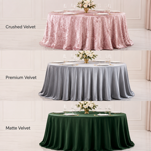 Wholesale <b>Round</b> Velvet Tablecloth Finish Comparison Crushed Premium Matte for Hotel Banquet Event Rental - Product Image 1