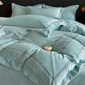 Lenzuola da <span class=keywords><strong>letto</strong></span> in stile invernale con ricamo grande Patchwork in lana di latte spessa, <span class=keywords><strong>federe</strong></span>, set di copripiumino - Product Image 3