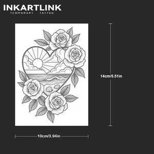 INKARTLINK - Pegatinas de Tatuajes Temporales para el Cuerpo, Diseño de Flores, Rosas y Corazones, Resistentes al Agua, Ecológicas, Duran 15 Días, Paquete al por Mayor - Product Image 4
