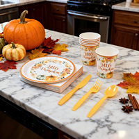 Ensemble de vaisselle de fête sur le thème de Thanksgiving, serviettes, gobelets, assiettes, ensemble de vaisselle en papier jetable