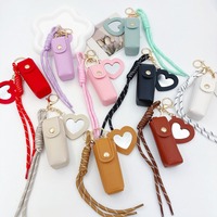 Porte-clés mignon en cuir pour rouge à lèvres liquide, étui à baume à lèvres avec miroir de maquillage, pochette à rouge à lèvres tendance, porte-clés pour rouge à lèvres