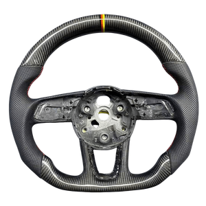 Volant en cuir véritable et fibre de carbone amélioré, style course, pour <span class=keywords><strong>AUDI</strong></span> A3 A4 A5 A6 RS3 RS4 RS5 RS6 S8 <span class=keywords><strong>Q3</strong></span> Q5 TT R8 - Vente Flash - Product Image 6