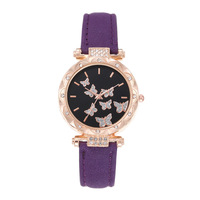 Montre papillon pour femme en alliage avec strass, mouvement à quartz de haute qualité, verre, style classique, bijoux, date, usage quotidien, cadeau