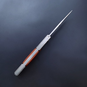 Couteau de poche pliable personnalisable de qualité OEM pour le camping, lame en acier inoxydable 3CR13 ultra-affûtée, manche en ABS couleur bois - Product Image 3