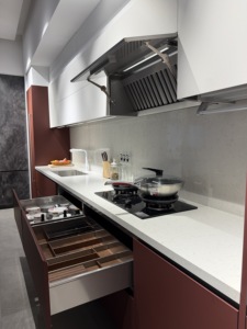 Armoire de cuisine sur mesure en acier inoxydable 304 et bois pour la cuisine à domicile, armoire de cuisine modulaire avec évier - Product Image 5