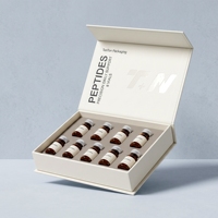 Boîte rigide en carton blanc personnalisée pour flacons de peptides, 10 flacons, doublure en éponge, logo estampé à chaud, impression offset