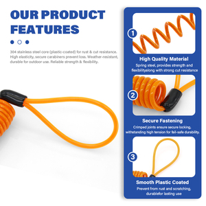 Tùy Chỉnh Đàn Hồi Cuộn Xoắn Ốc Dây Buộc Cam PVC Tráng Công Cụ Dây Buộc Mùa Xuân Cuộn Dây Dây Dây An Toàn Cáp Vòng Lặp - Product Image 2