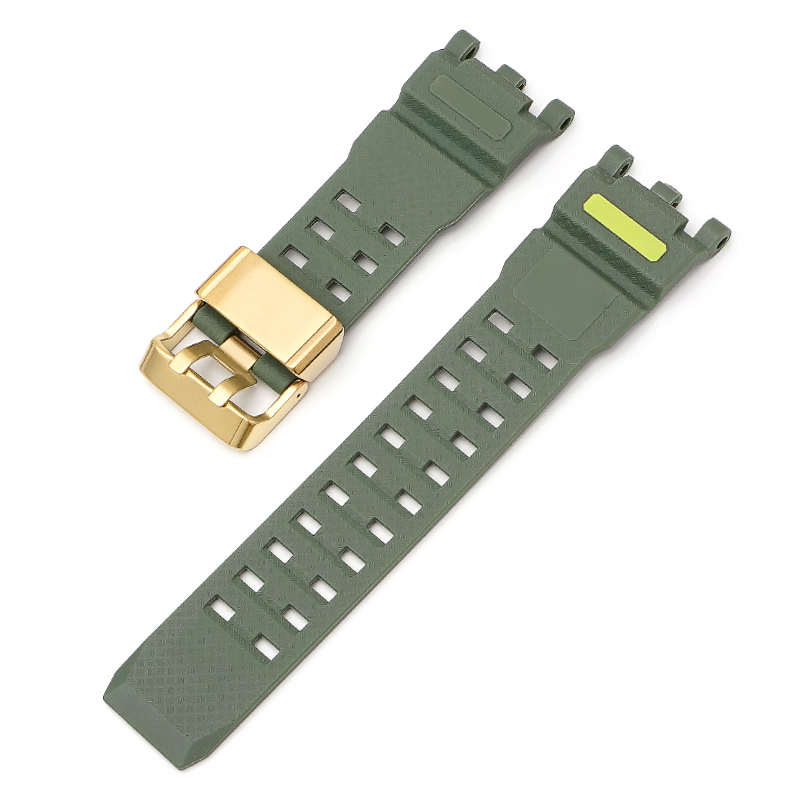 สีเขียวทหาร + หัวเข็มขัดสีทอง