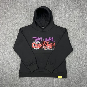 Felpa con Cappuccio Nera da Uomo in Cotone Felpato 100% Vestibilità Casual con Etichetta <span class=keywords><strong>Gialla</strong></span> e Motivo a Lettere, Tasca Oversize, Traspirante, Invernale - Collezione Besos - Product Image 6