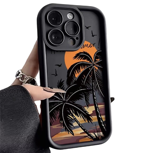 Bán Buôn Sang Trọng Hoàng Hôn Dừa Cây Điện Thoại Di Động Trường Hợp Đối Với <span class=keywords><strong>iPhone</strong></span> 17 16 15 Cộng Với Pro Max 14 13 12 11 X XR 8 Samsung Cover Quay Lại - Product Image 1