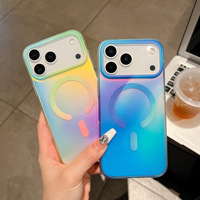 Coque de protection magnétique dégradée colorée givrée IMD en TPU mat et PC pour iPhone 17 16 15 14 13 Pro Max