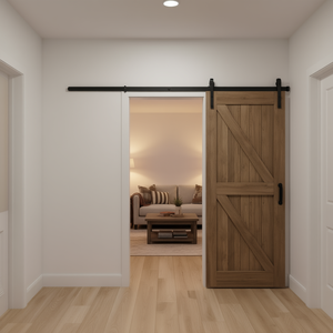 D0100X32NNT Kit de Herrajes para Puerta Corredera Individual de 5 Pies, Color Negro, para Uso en Interiores de Casas Estilo Granja - Product Image 2