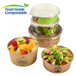 可生物降解环保牛皮纸沙拉纸碗，带纸盖 - Product Image 5