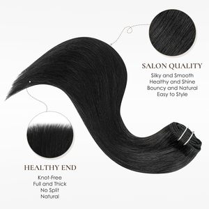 Extensions di <span class=keywords><strong>Capelli</strong></span> Umani Vergini Grezzi con Clip, 100% Allineati alle Cuticole, Lisci Naturali, Invisibili e Senza Cuciture, per Ingrosso - Product Image 4