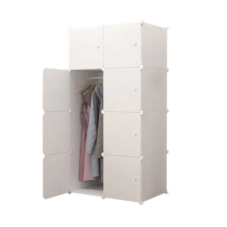 Draagbare Eenvoudige Plastic Garderobe Diy Kleding Opvouwbare Kast Slaapkamer Organizer Cube Kan Uitbreiden Closet