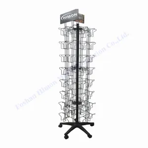 Free Standing Retail Floor Metal Wire 56 Pockets Rotating Spinner Seed Package Gift Card Postcard Display Stands Rack