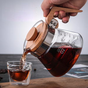 Modern 400ml/600ml Glass Tea Maker <strong>Kettle</strong> Brewer Coffee Server <strong>with</strong> <strong>Wooden</strong> <strong>Handle</strong> - Product Image 3