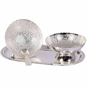 Bol en métal fait main avec plateau coffret cadeau pour décoration de mariage décoration intérieure indienne et cadeau de festival à usage unique - Product Image 1