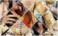 Hot New Style Femmes Chaîne Bracelet Faux Bijoux Étanche Temporaire Tatouage Bras Manches Main Poignet Or Métallique Tatouage Autocollant