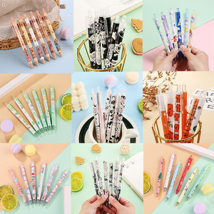 Creative Push Button Gel Pen Set 0.5mm Plastic Shell Digital Printing Office <b>School</b> Use - Product Image 1