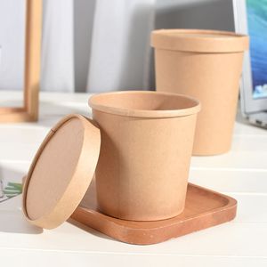 Caja de Comida Rápida, Vaso de Papel Kraft para Llevar, Recipiente Redondo Aislante para Papillas, Tazón de Papel Biodegradable Compostable PLA - Product Image 5