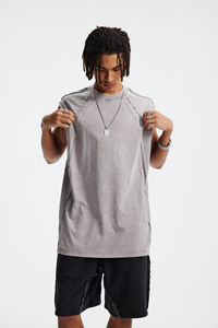 Débardeur Homme Oversize Personnalisé Imprimé DTG Effet Délavé 275 g/m² Batik Rétro Patchwork Bords Frangés Décontracté Sans Manches Streetwear - Product Image 3