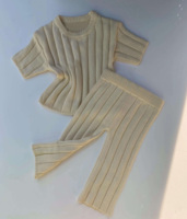 Ensembles pulls pour bébés en coton personnalisés ensembles de vêtements d'hiver pour nouveau-nés ensemble de tricot côtelé épais avec pantalon à manches longues pour enfants