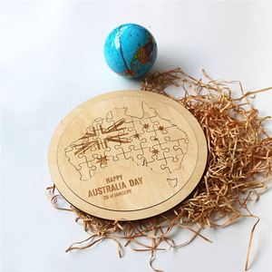Puzzle de carte personnalisé découpé au laser, jouets en bois pour l'éducation précoce des enfants, cadeau souvenir créatif - Product Image 4