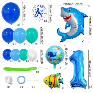 Kit de Globos de Cumpleaños con Diseño de Tiburón Oceánico, con Globos de Número Azules de 32 Pulgadas, Decoración para Fiesta de Cumpleaños con Temática Submarina - Product Image 2